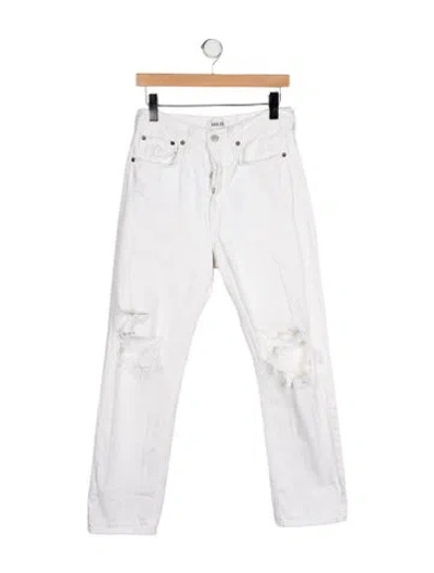Pre-owned Agolde High-rise Straight Leg Jeans In White