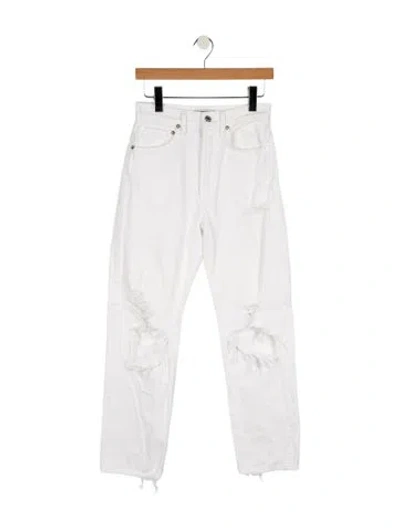 Pre-owned Agolde High-rise Straight Leg Jeans In White