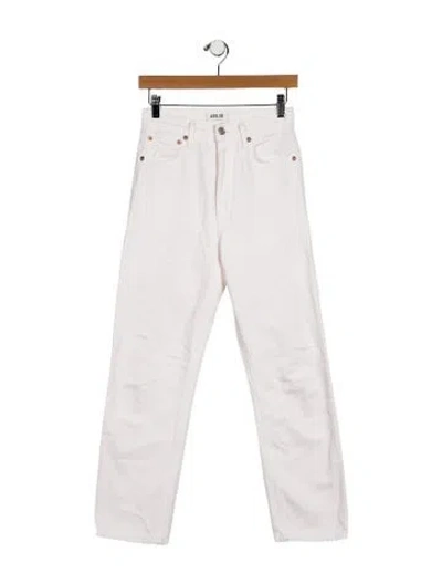 Pre-owned Agolde High-rise Straight Leg Jeans In White