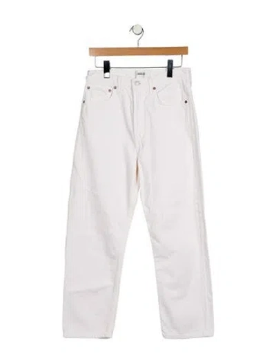 Pre-owned Agolde High-rise Straight Leg Jeans In White