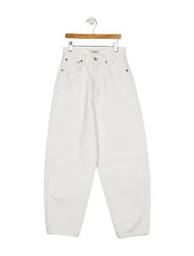 Pre-owned Agolde High-rise Straight Leg Jeans In White