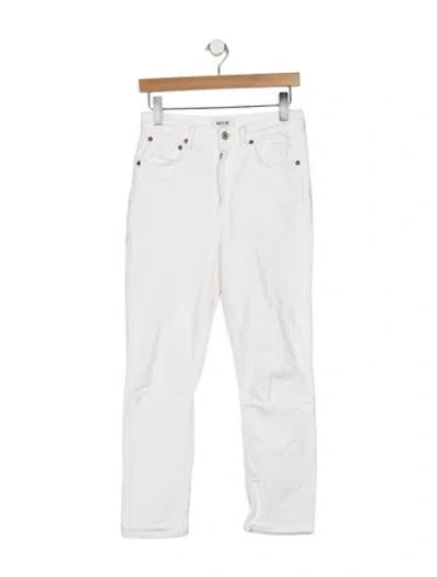 Pre-owned Agolde High-rise Straight Leg Jeans In White