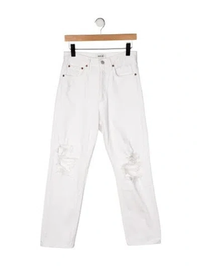Pre-owned Agolde High-rise Straight Leg Jeans In White