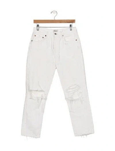 Pre-owned Agolde High-rise Straight Leg Jeans In White