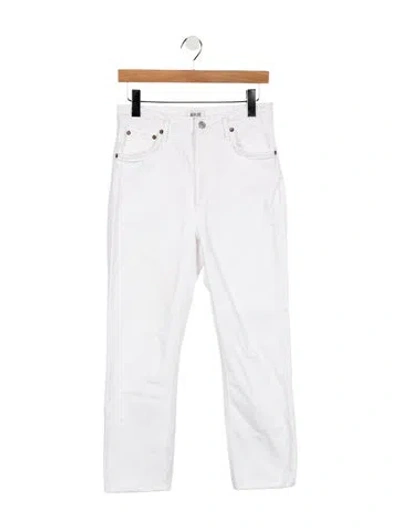 Pre-owned Agolde High-rise Straight Leg Jeans In White