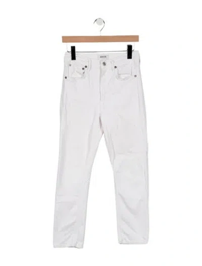 Pre-owned Agolde High-rise Straight Leg Jeans In White