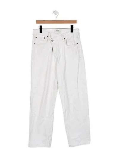 Pre-owned Agolde High-rise Straight Leg Jeans In White
