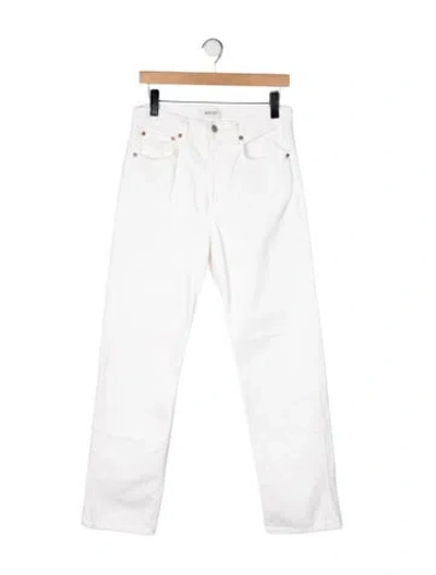 Pre-owned Agolde High-rise Straight Leg Jeans In White