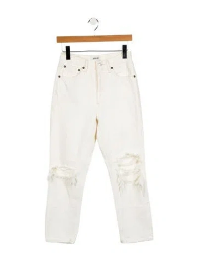 Pre-owned Agolde High-rise Straight Leg Jeans In White