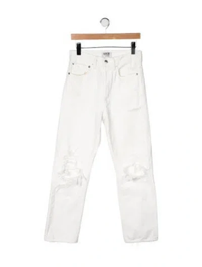 Pre-owned Agolde High-rise Straight Leg Jeans In White