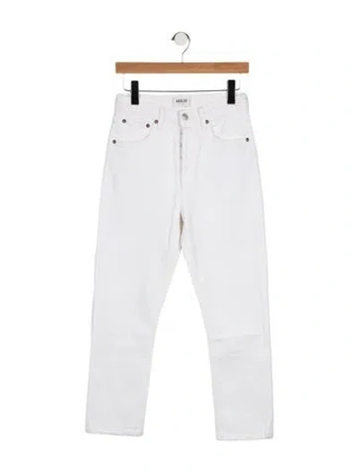 Pre-owned Agolde High-rise Straight Leg Jeans In White