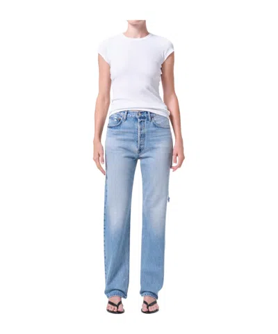 Agolde High-rise Straight-leg Jeans In Blue