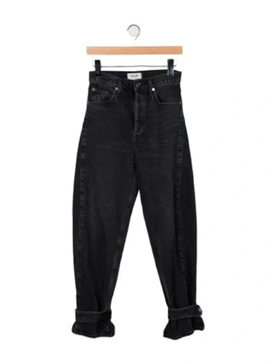 Pre-owned Agolde High-rise Wide Leg Jeans In Black