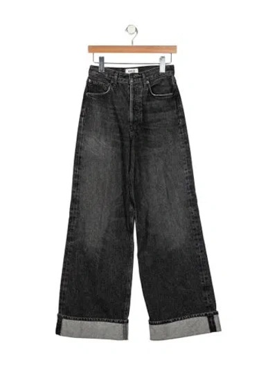 Pre-owned Agolde High-rise Wide Leg Jeans In Black