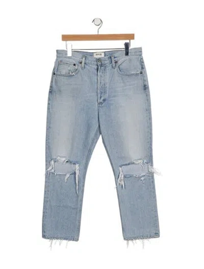 Pre-owned Agolde High-rise Wide Leg Jeans In Blue