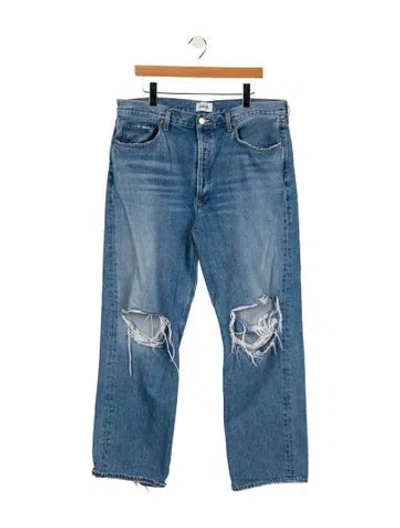 Pre-owned Agolde High-rise Wide Leg Jeans In Blue