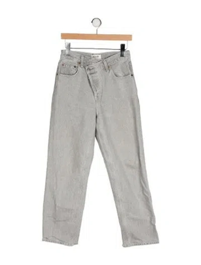 Pre-owned Agolde High-rise Wide Leg Jeans In Gray
