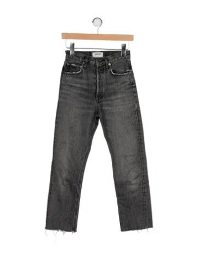 Pre-owned Agolde High-rise Wide Leg Jeans In Gray