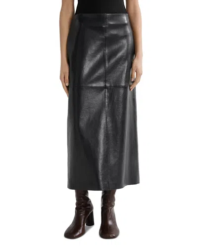 Agolde Hikson Leather Blend Midi Skirt In Black