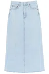 Agolde Hilla Mid-rise Back-slit Maxi Skirt In Practice In Clear Blue