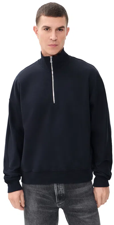 Agolde Idris Quarter Zip Sweatshirt Obscura In Blue
