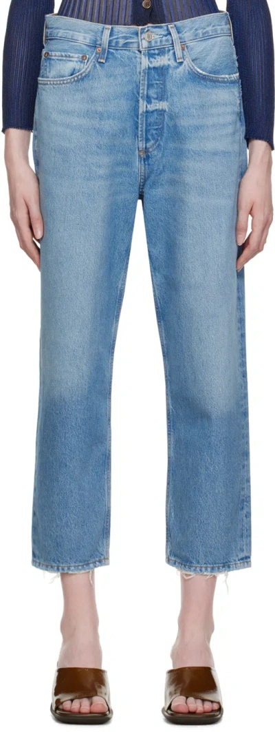 Agolde Indigo 90's Crop Jeans In Bound (medium Vint I