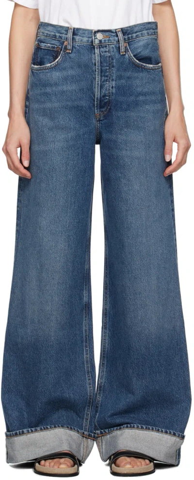Agolde Indigo Dame High Rise Wide Leg Jeans In Control