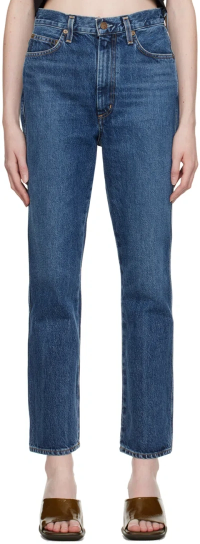 Agolde Indigo Pinch Waist Kick Jeans In Placebo