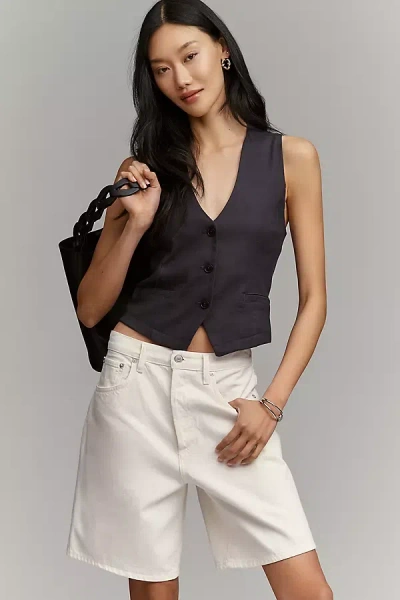 Agolde Indra Denim Bermuda Shorts In White