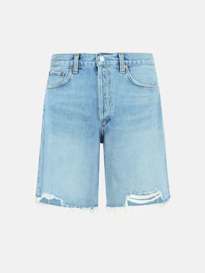 Agolde 'indra' Light Blue Cotton Shorts