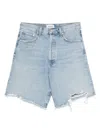 Agolde Indra Denim Knee Shorts In Light Wash