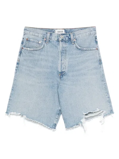 Agolde Indra Denim Knee Shorts In Light Wash