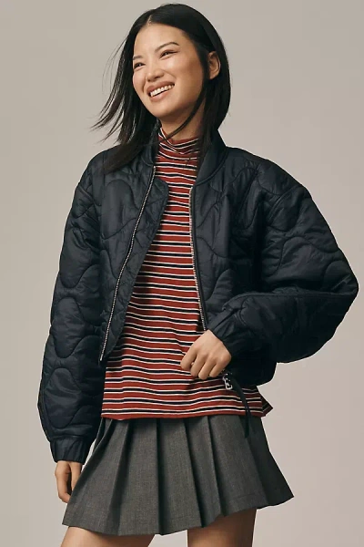 Agolde Iona Quilted Bomber Jacket In Blue