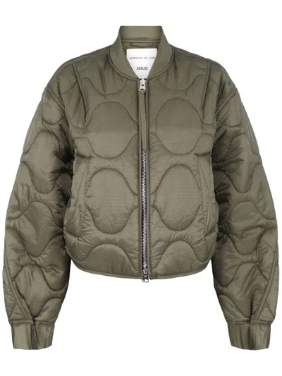 Agolde Khaki Iona Bomber Jacket In Green