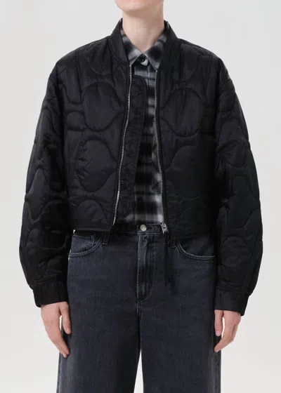 Agolde Iona Quilted Jacket In Black In Multi
