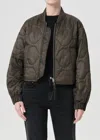 Agolde Iona Quilted Nylon Jacket In Green
