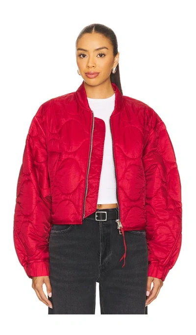 Agolde Iona Quilted Jacket In Red