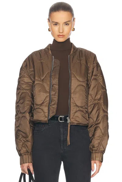 Agolde Iona Quilted Jacket In Taupe