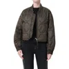 Agolde Iona Quilted Nylon Jacket In Olive