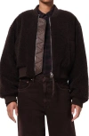 Agolde Iona Skye Shearling Bomber Jacket In Brown