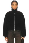 Agolde Iona Skye Shearling Bomber Jacket In Brown