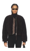 Agolde Iona Skye Shearling Bomber Jacket In Brown