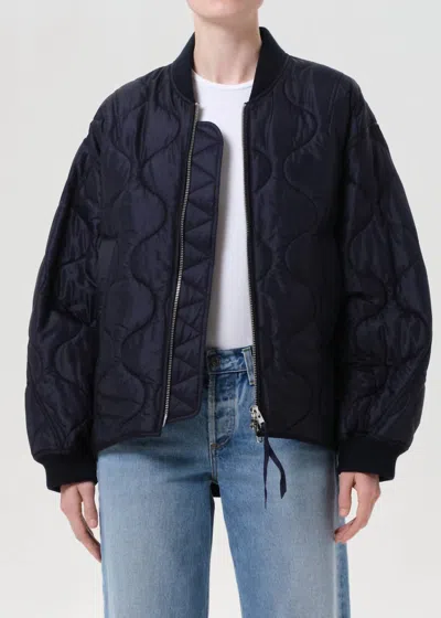 Agolde Isla Quilted Jacket In Ink In Blue