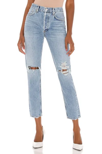Agolde Jamie High Rise Classic Organic Denim Jean In Spectator In Blue