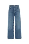 Agolde Light Blue Wide Jeans In Cotton Blend Denim Woman