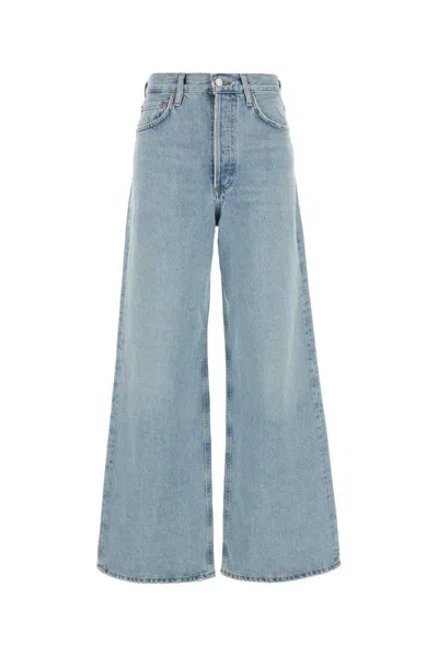 Agolde Wide-leg Jeans With Belt Loops And Five-pocket Style In Blue