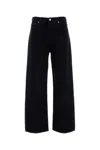 Agolde Crushed Denim Wide Leg Trousers In Black