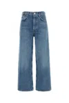 Agolde Light Blue Wide Jeans In Cotton Blend Denim Woman