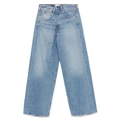 Agolde Wide-leg Jeans With Belt Loops And Five-pocket Style In Blue
