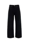 Agolde Crushed Denim Wide Leg Trousers In Black
